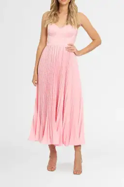 Elle Zeitoune Bustier Midi Dress in Pink Size 8