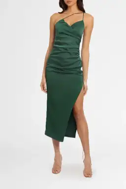 Elle Zeitoune One Shoulder Midi Dress in Green Size 10