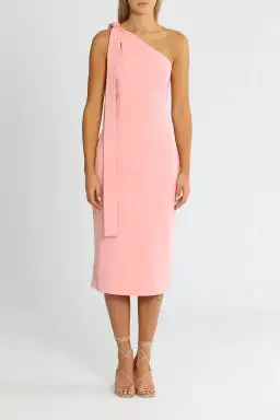 Elle Zeitoune One Shoulder Midi Dress in Pink Size 14