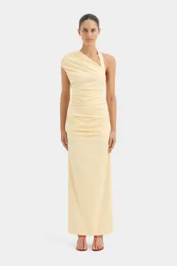 Sir the Label Giacomo Gathered Gown Butter Yellow Size 10