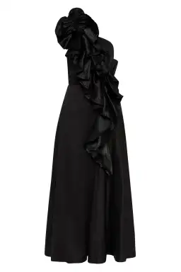Aje Adelia Ruffle Midi Dress Black Size 16 for rent on The Volte - image 5