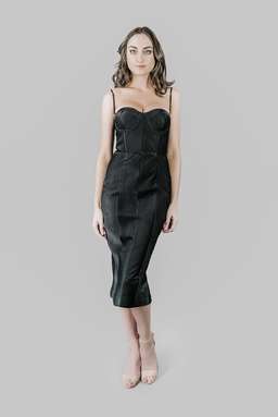Misha Byanca Quilted Dress Black Size 8 for rent on The Volte - image 1