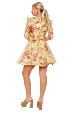 Zimmermann The Matchmaker Floral Mini Dress in Yellow Hibiscus Size 1/Au 10 for rent on The Volte - image 2