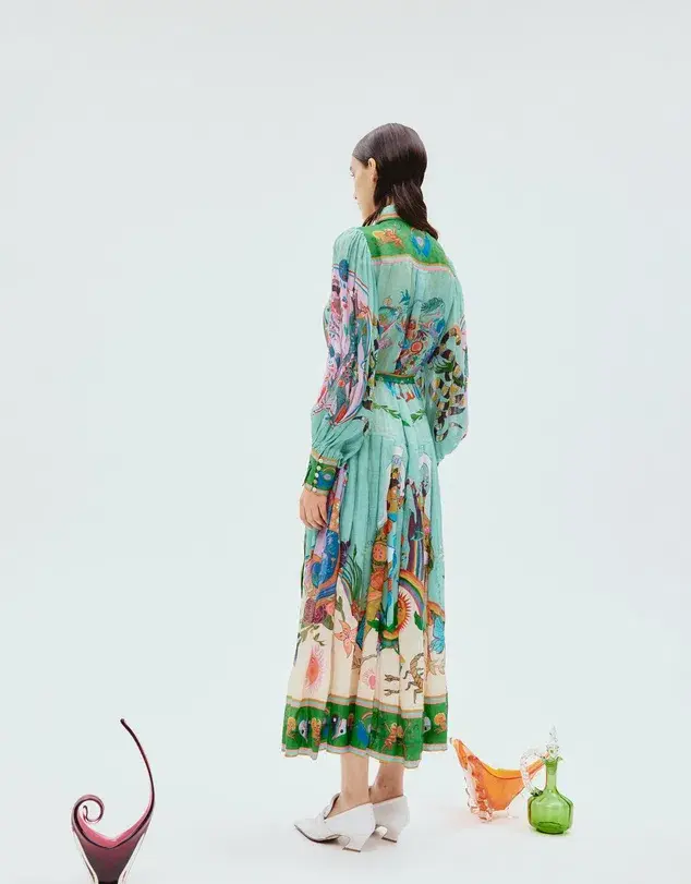 Alemais Evergreen Long Sleeve Shirtdress Multi Print Size 10 for rent on The Volte - main image