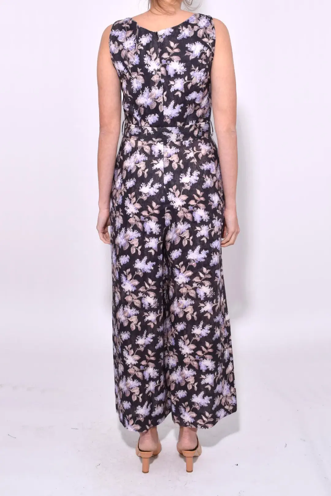 Zimmermann Stranded Jumpsuit Black Lavender Floral Size 0/AU 6 for rent on The Volte - main image