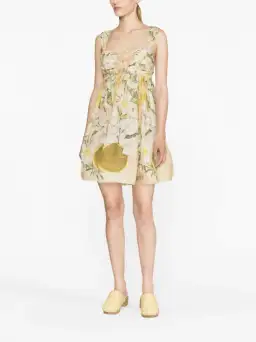 Zimmermann Coaster Strapless Ruched Mini Dress Blush Garden Size 1/AU 10