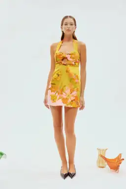 Alemais Sillas Halter Mini Dress Floral Size 8