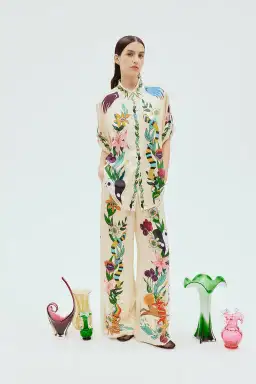 Alemais Meagan Oversized Silk Shirt and Pant Set Print Size 8 for rent on The Volte - image 2