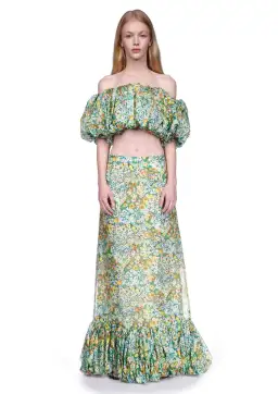 Alemais Francis Bubble Cropped Top and Maxi Skirt Set Floral Size 8