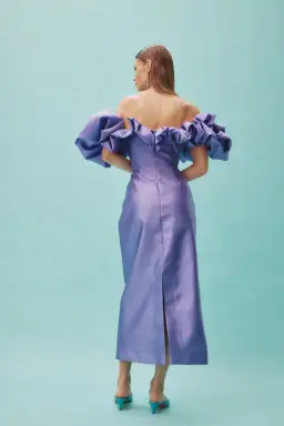 Alemais Suzi Off Shoulder Midi Dress Purple Size 6 for rent on The Volte - image 3