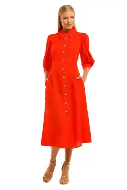 Ginger & Smart Memoir Midi Shirt Dress in Tango Red Size 16 for rent on The Volte - image 2