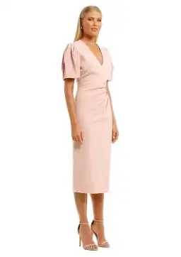 Ginger & Smart Vortex Midi Dress in Blush Pink Size 8