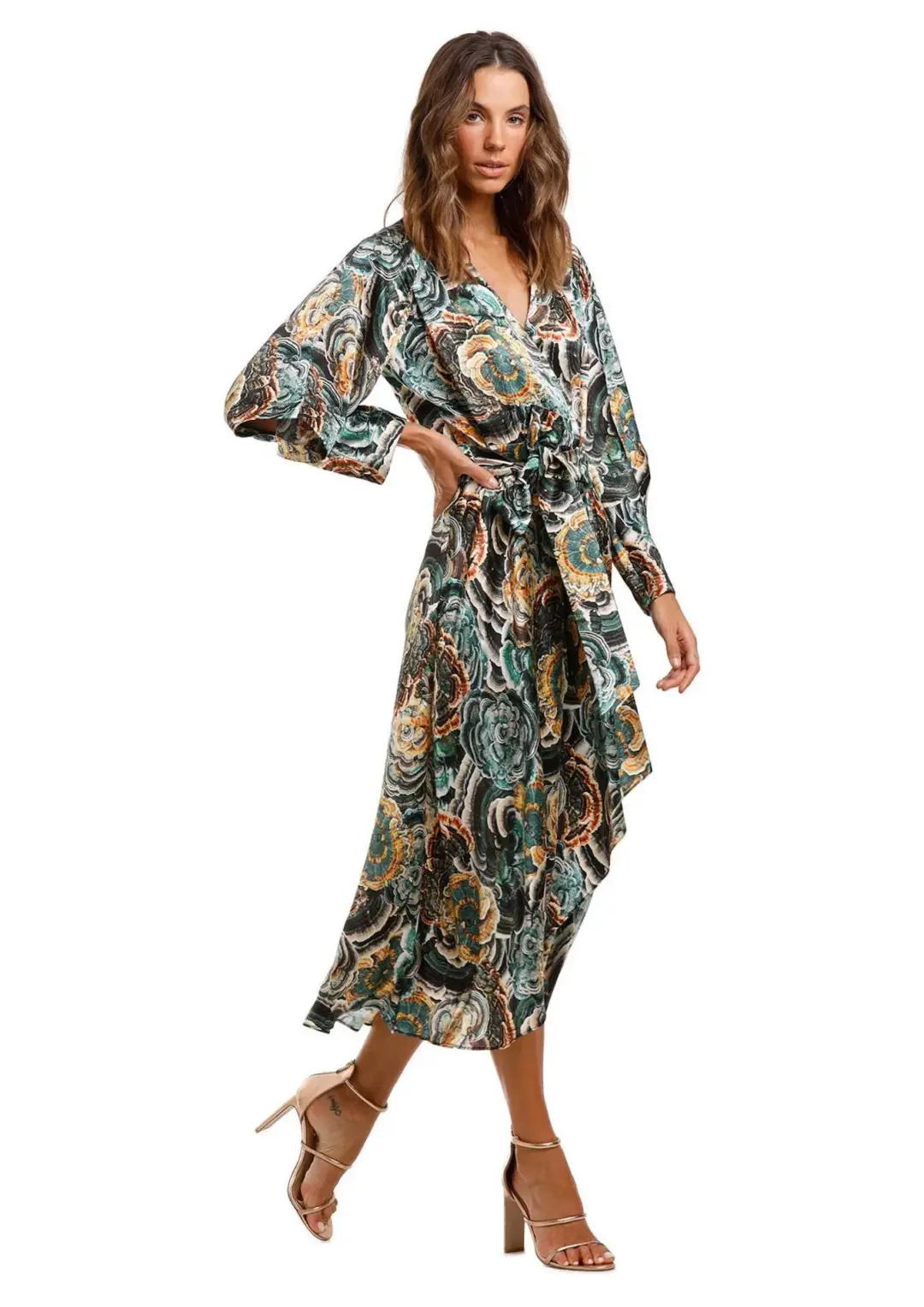 Ginger & Smart Underworld Wrap Midi Dress Floral Size 10 for rent on The Volte - main image