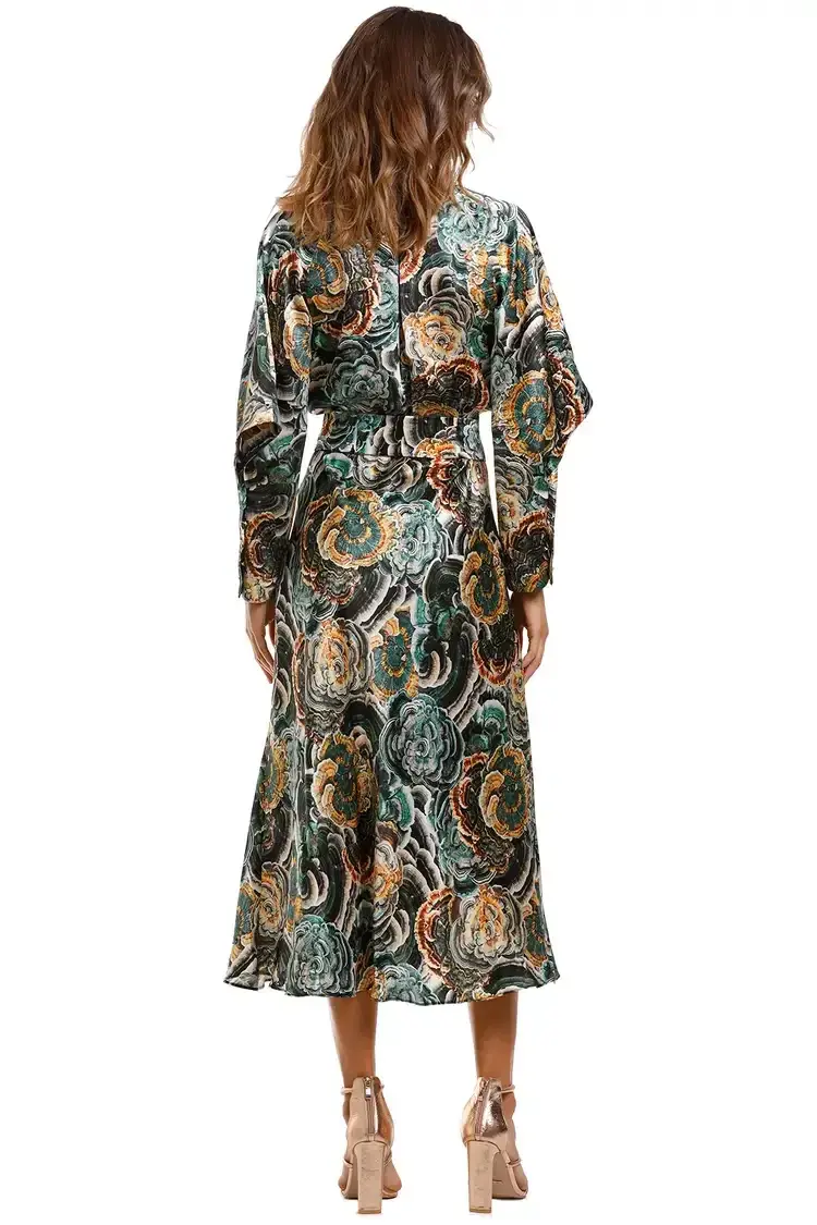 Ginger & Smart Underworld Wrap Midi Dress Floral Size 10 for rent on The Volte - main image