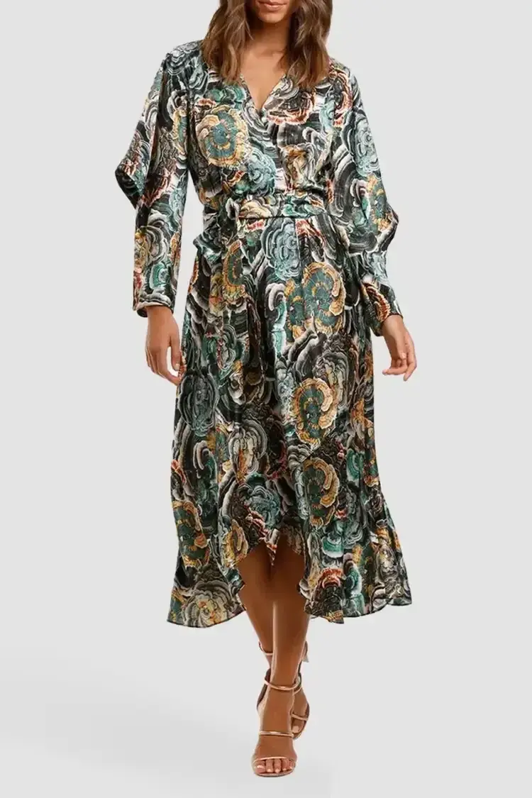Ginger & Smart Underworld Wrap Midi Dress Floral Size 14 for rent on The Volte - main image