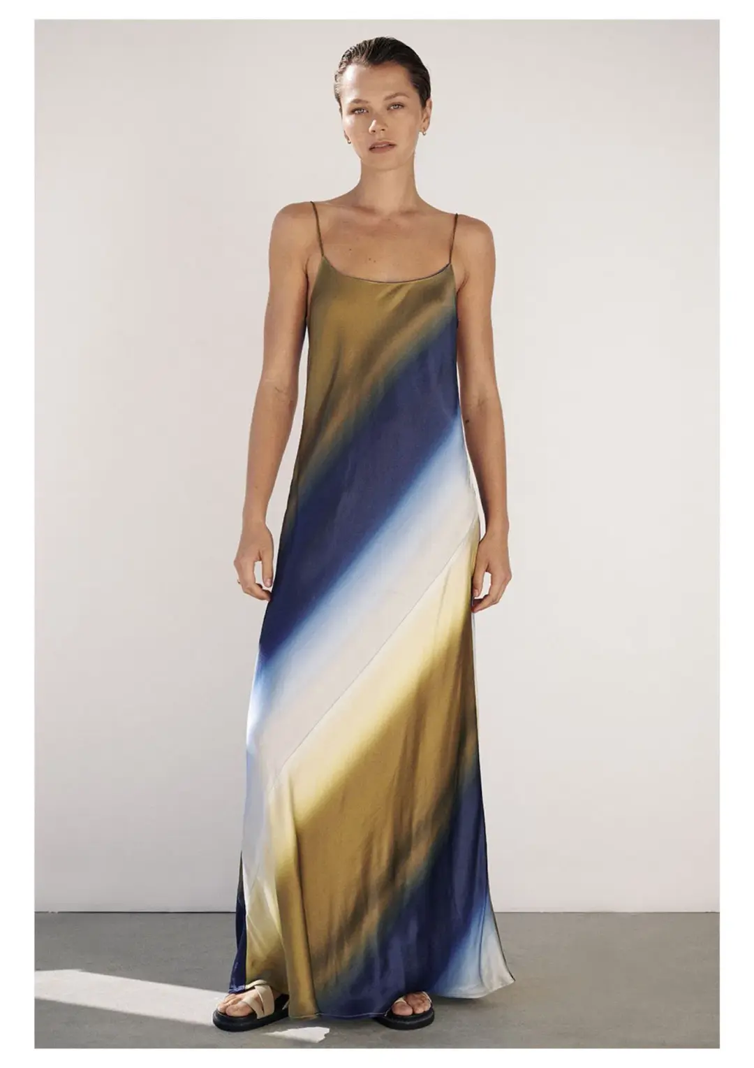Dissh Denai Ombre Satin Maxi Dress Multi Size 10 for rent on The Volte - main image