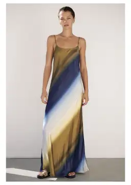Dissh Denai Ombre Satin Maxi Dress Multi Size 10 for rent on The Volte - image 1