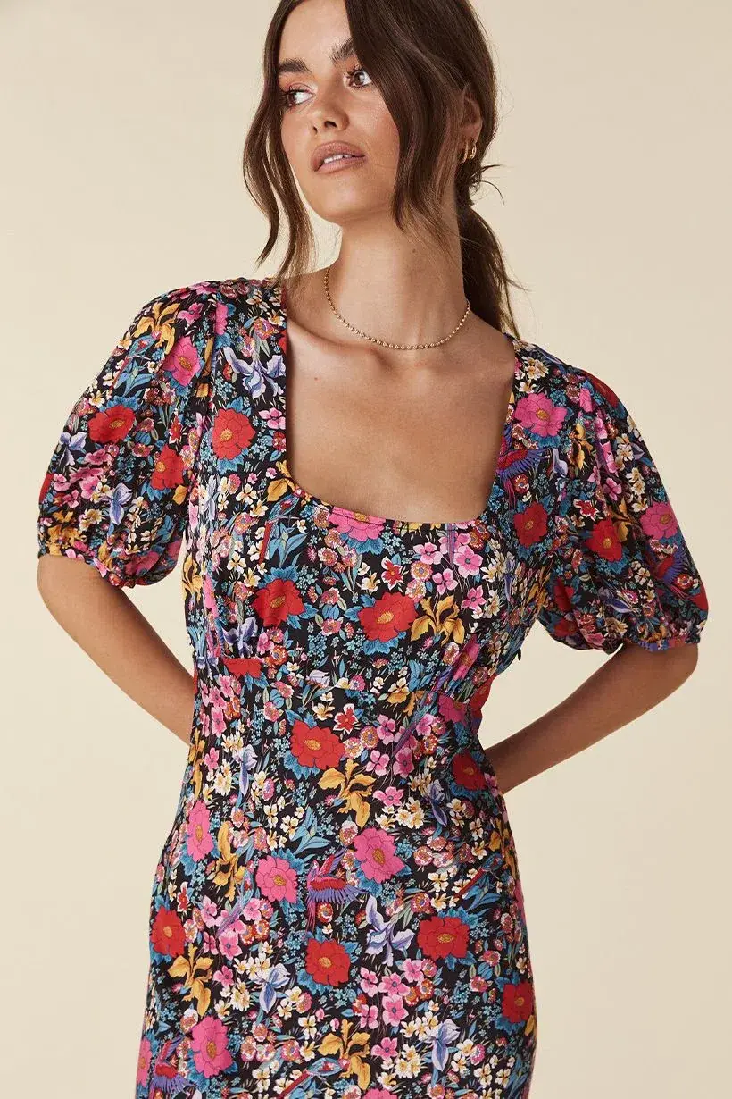 Spell & the Gypsy Last Drinks Bias Midi Dress in Evening Floral Size S / AU 8 for rent on The Volte - main image