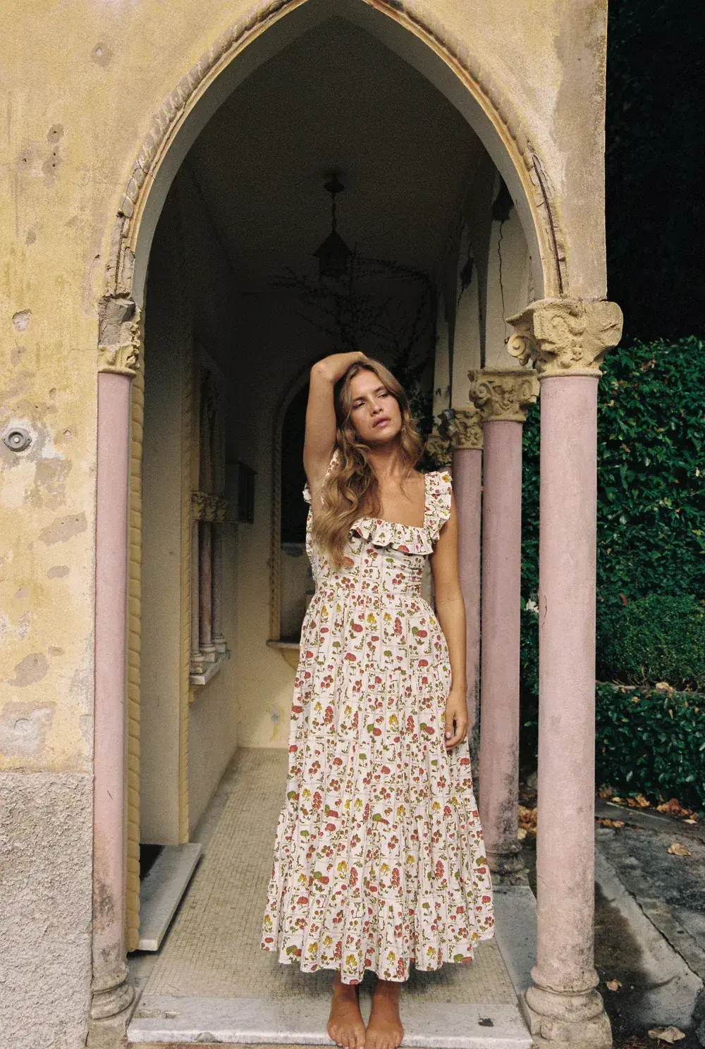 Palm Noosa Leon Midi Dress in Tomato Tiles Print Size 12 for rent on The Volte - main image