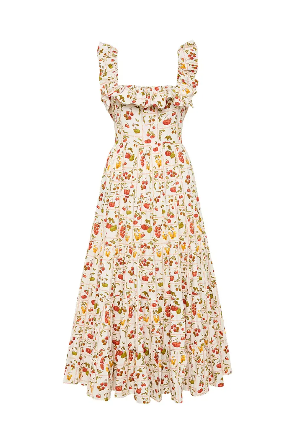 Palm Noosa Leon Midi Dress in Tomato Tiles Print Size 12 for rent on The Volte - main image