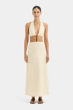 Sir The Label Josefina Corded Cut Out Dress Warm Ivory Size 0 /AU 6 for rent on The Volte - image 1
