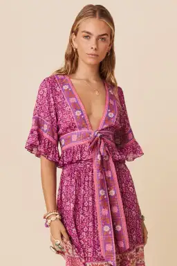 Spell And The Gypsy Sienna Cropped Blouse And Skirt Set Fuchsia Size M/Au 10 for rent on The Volte - image 4