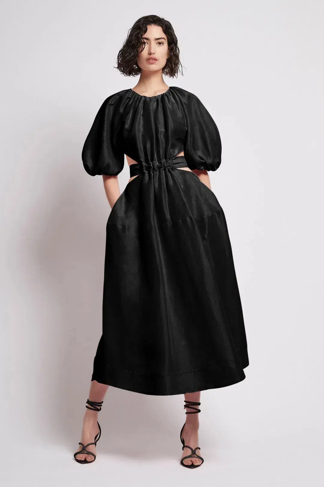 Aje Mimosa Cut Out Midi Dress Black Size 10 for rent on The Volte - main image