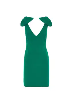 By Johnny V Plunge Bow Shoulder Mini Dress Green Size 8 for rent on The Volte - image 3