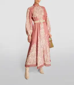 Zimmermann Pattie Fringed Midi Dress in Rose Baroque Floral Size 2 / AU 12 for rent on The Volte - image 1