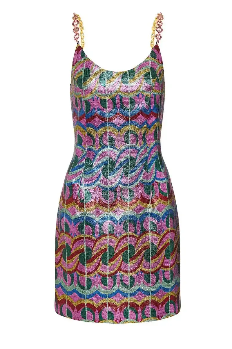 Rebecca Valance Tatiana Scoop Mini Dress in Multi Size 12 for rent on The Volte - main image