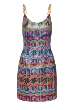 Rebecca Valance Tatiana Scoop Mini Dress in Multi Size 12 for rent on The Volte - image 4