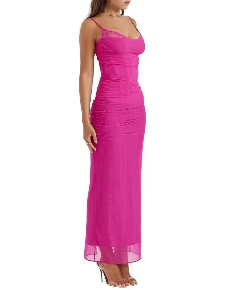 House of CB Nalini Maxi Dress Fuchsia Size XS / AU 6 (D-E Cup Size) for rent on The Volte - main image