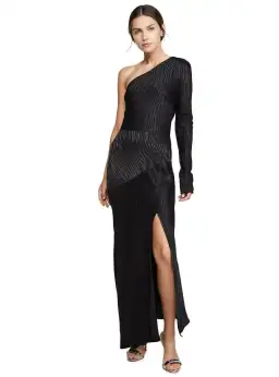 Bec & Bridge The Kat Asymmetrical Midi Dress in Black Size AU 6