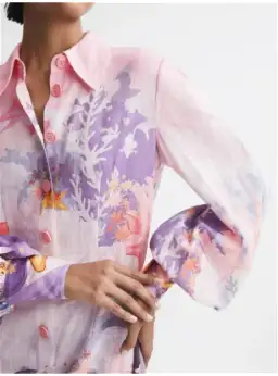 Leo Lin Luminous Mini Dress Neptune Placement Print in Coral Size AU 8 for rent on The Volte - image 3