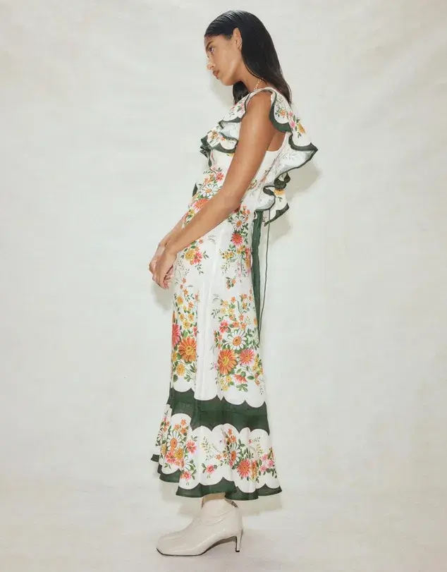 Alemais Elisabetta Ruffle Midi Dress Floral Size 8 for rent on The Volte - main image