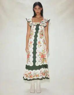 Alemais Elisabetta Ruffle Midi Dress Floral Size 8 for rent on The Volte - image 1