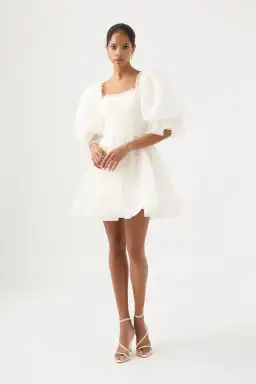 Aje Astrid Tie Back Mini Dress White Ivory Size 12 for rent on The Volte - image 1