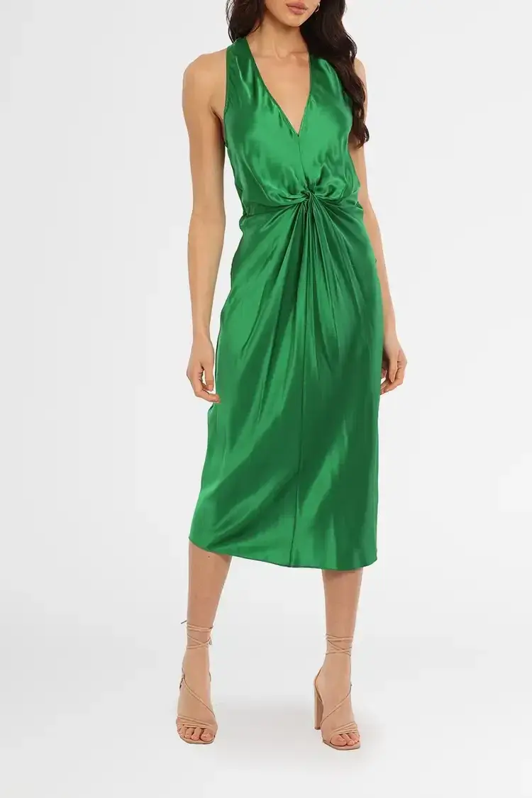 Ginia Lucia Knot Front Dress in Green Size 10 for rent on The Volte - main image