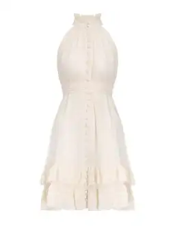 Zimmermann Pleated Lace Picnic Mini Dress White Size 10