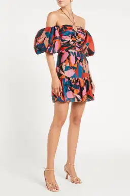 Rebecca Vallance Catalina Puff Sleeve Mini Dress Multi Size 14 for rent on The Volte - image 1