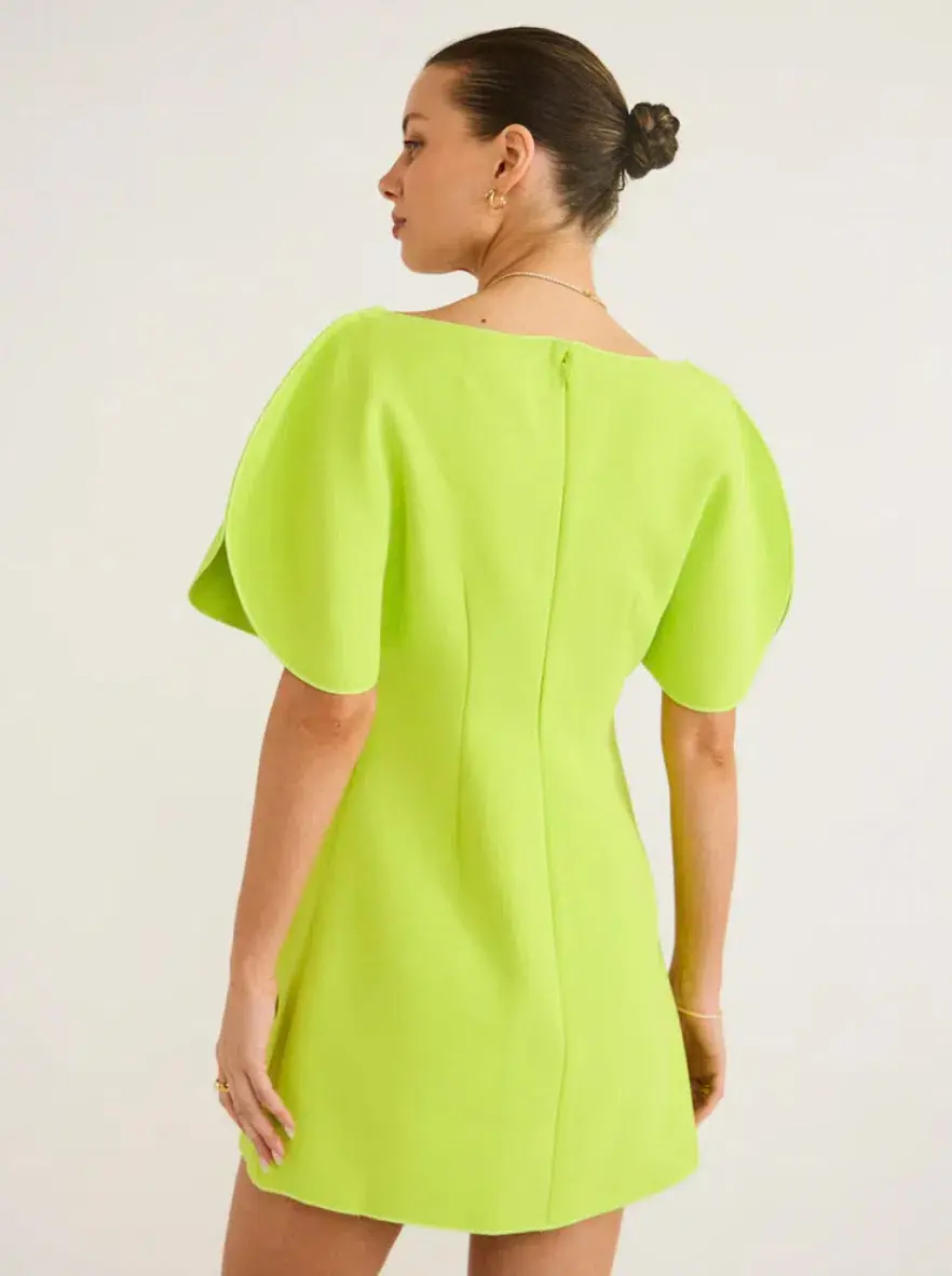 Acler Rogeron Mini Dress Citron Size 8 for rent on The Volte - main image