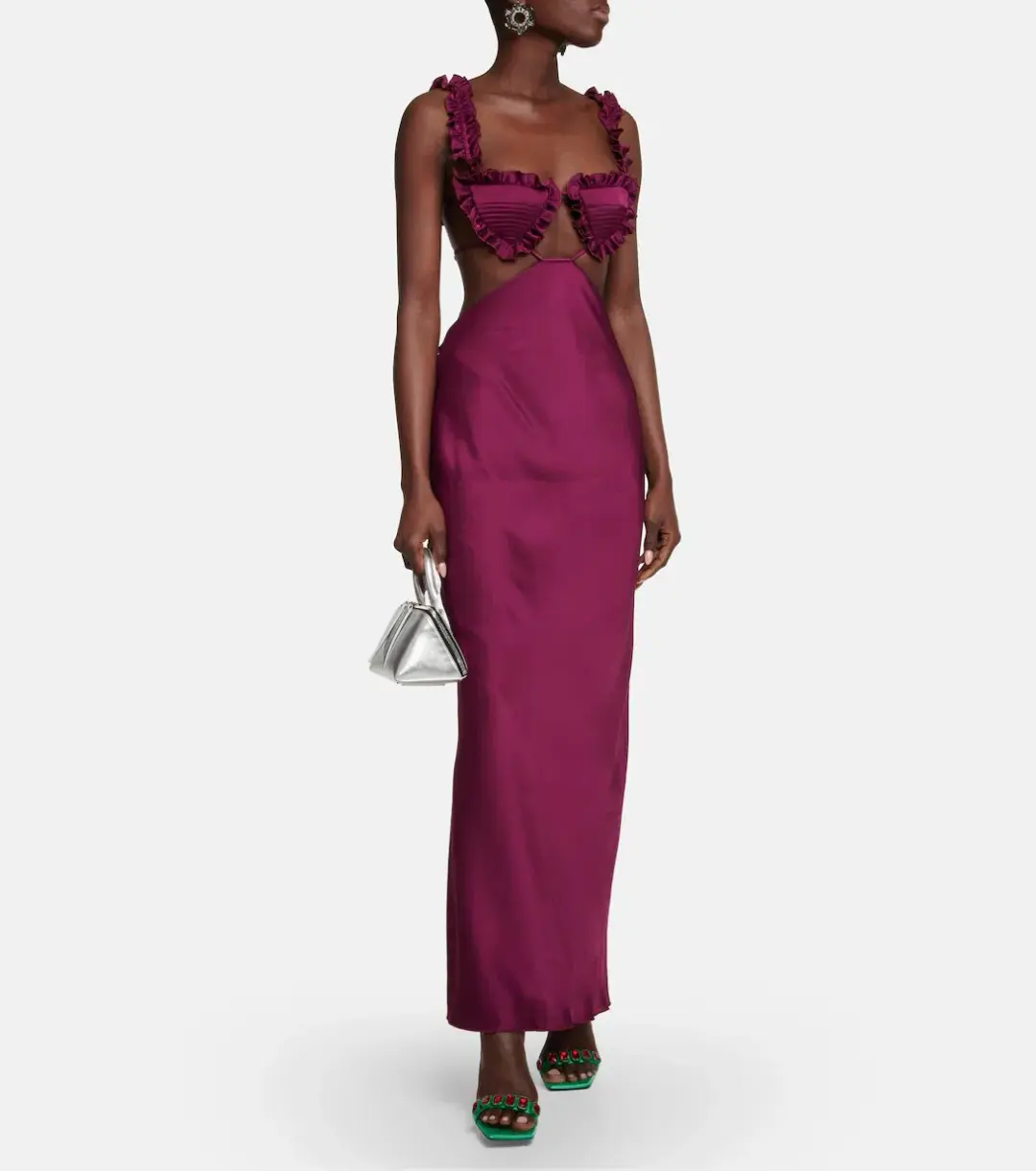Attico Amber Cutout Satin Midi Dress In Purple Size 6 for rent on The Volte - main image