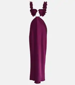 Attico Amber Cutout Satin Midi Dress In Purple Size 6 for rent on The Volte - image 4