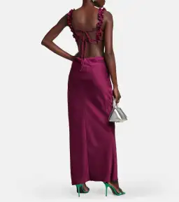 Attico Amber Cutout Satin Midi Dress In Purple Size 6 for rent on The Volte - image 2