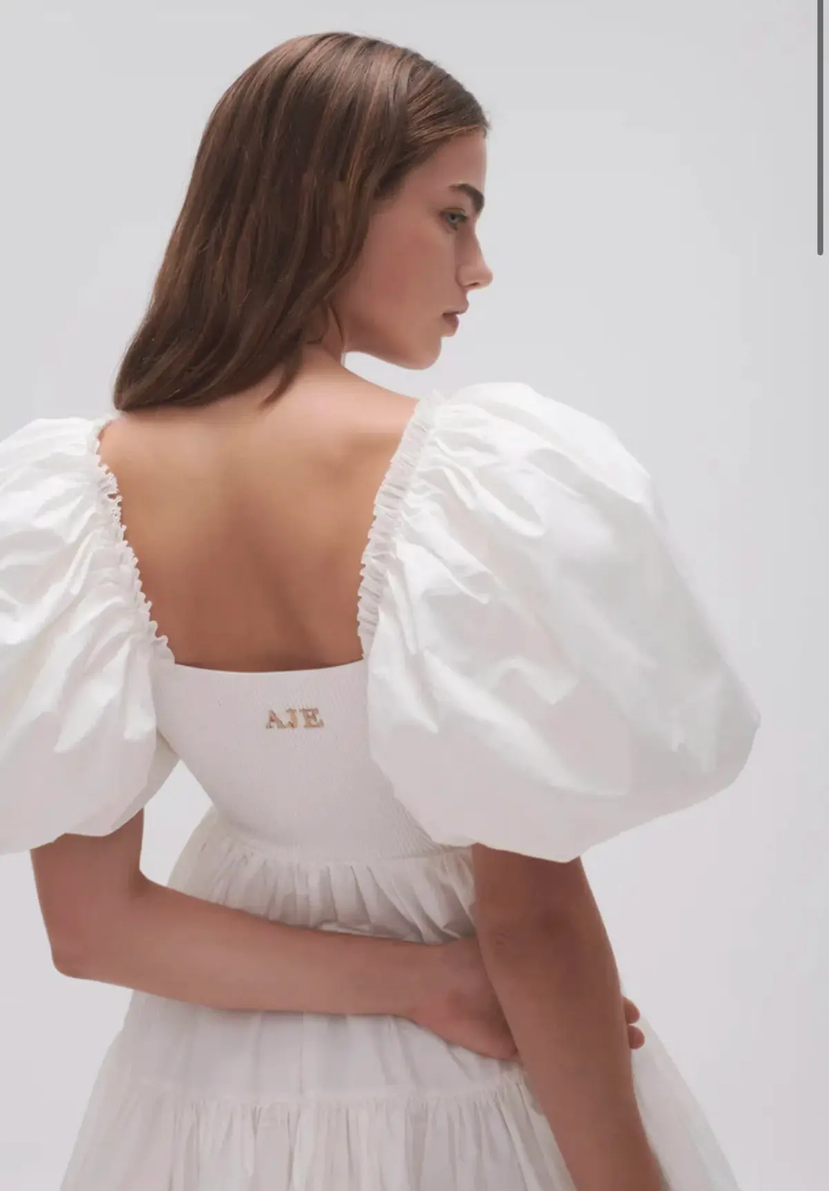 AJE Casa Puff Sleeve Mini Dress Ivory Size 14 - Image 2