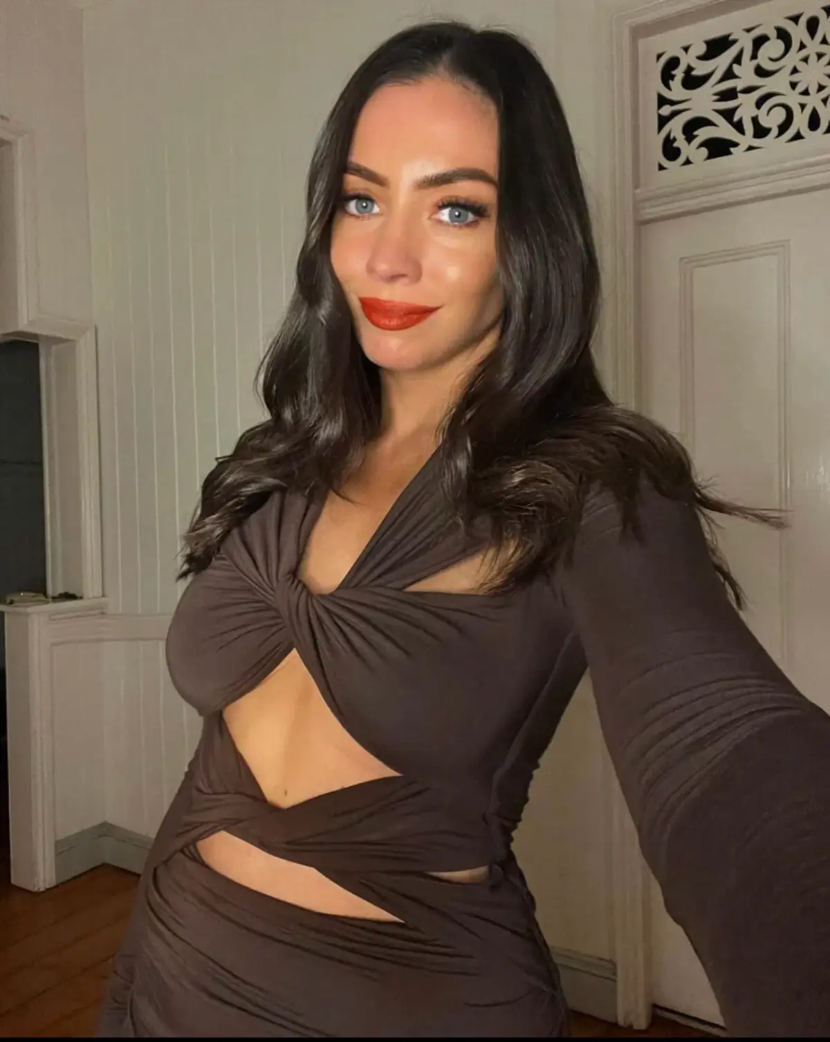 Venroy Long Sleeve Jersey Mini Dress Brown Size 12 - Image 5