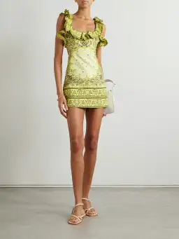 Zimmermann Matchmaker Frilled Mini Dress in Yellow Bandana Size 2 / AU 12