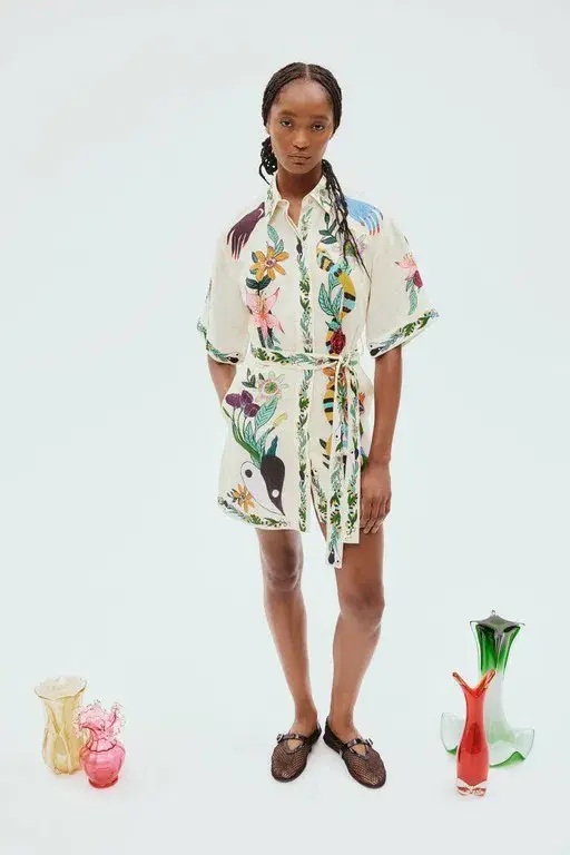 Alemais Meagan Linen Mini Dress Print Size 12 for rent on The Volte - main image