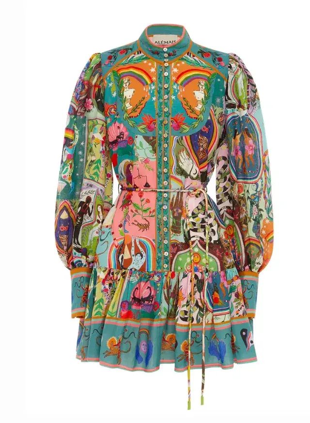 Alemais Evergreen Mini Dress Multi Size 14 - Image 3