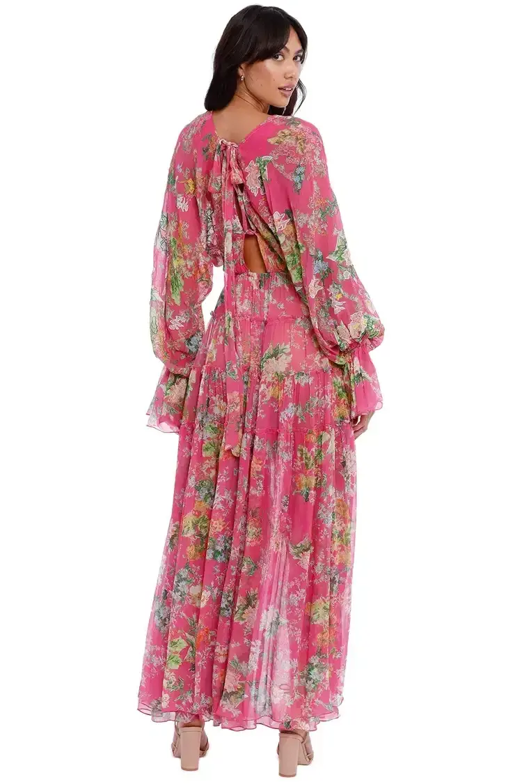 Hemant & Nandita Miyu Hi Lo Dress in Pink Size 10 for rent on The Volte - main image